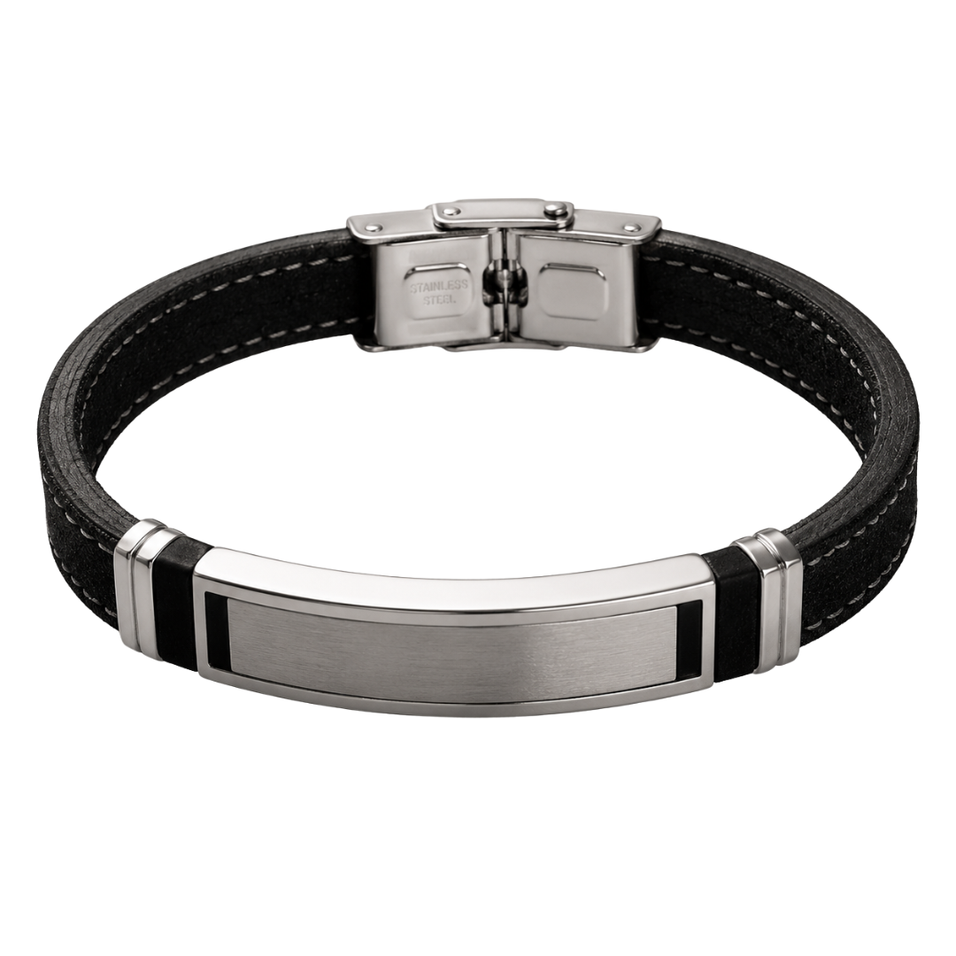 Stainless Steel & Suede Bracelet – Black | Lidian Viintake