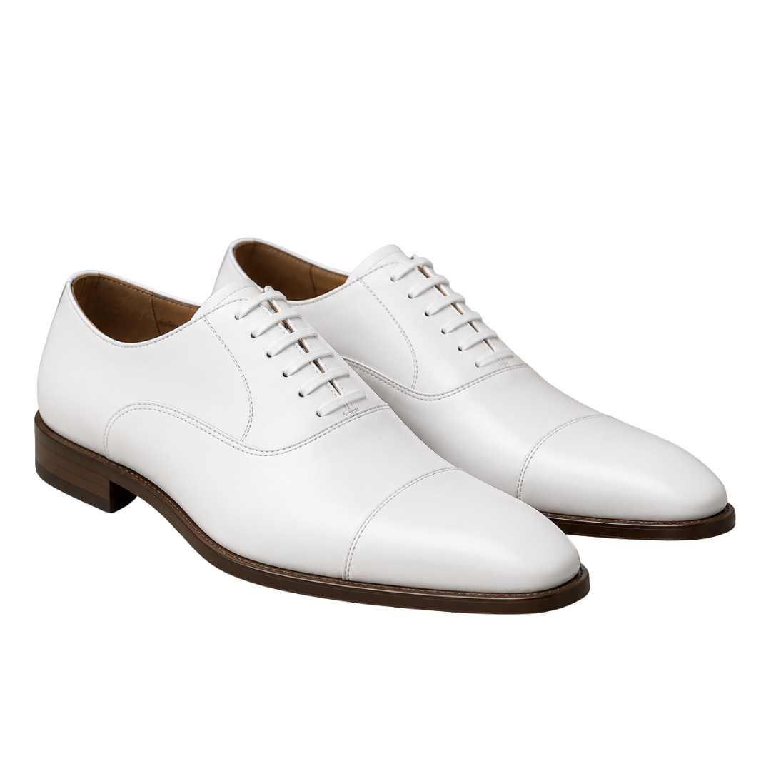 Polished Leather Oxford Shoes – Pure White | Lidian Viintake